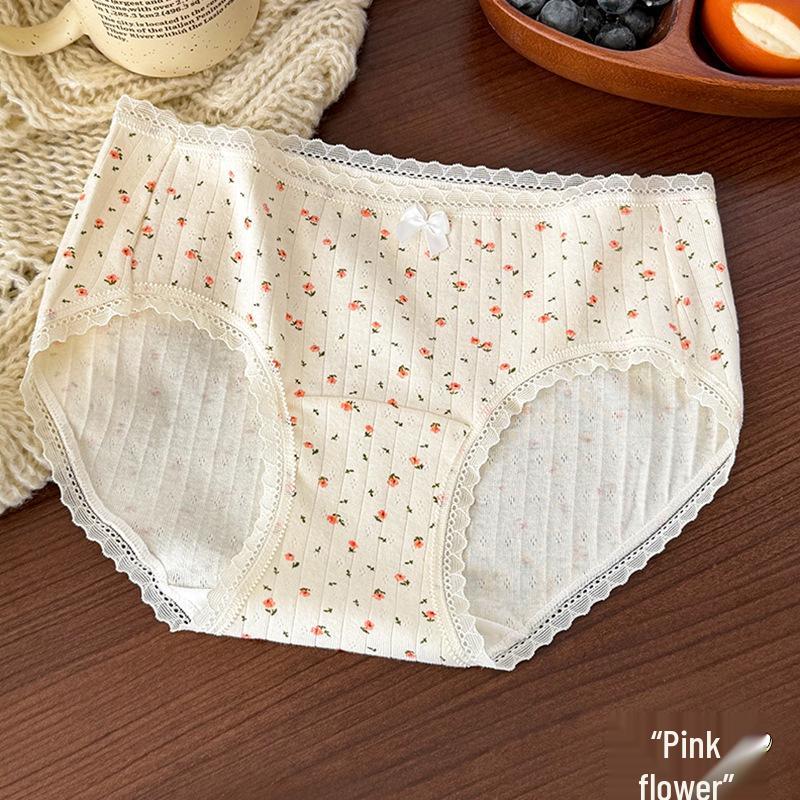 2025 Floral Antibacterial Cotton Women's & Girls' Soft Triangular Panties