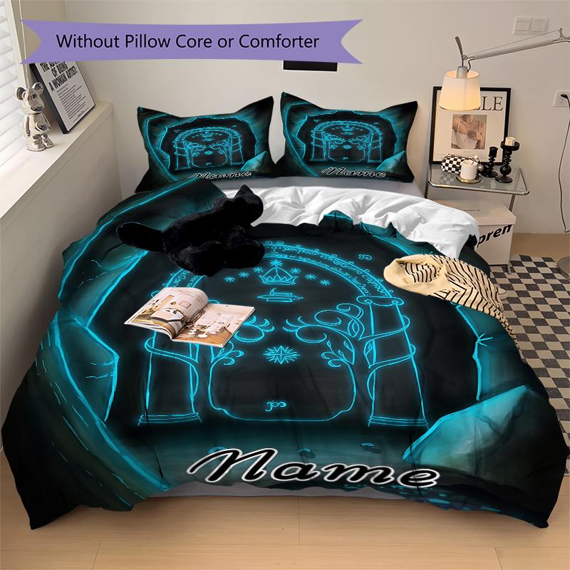 Custom Textile Golden Bedding 3 Piece Set HD Print Duvet Cover Pillowcases for Teens Adult Bedroom Decoration