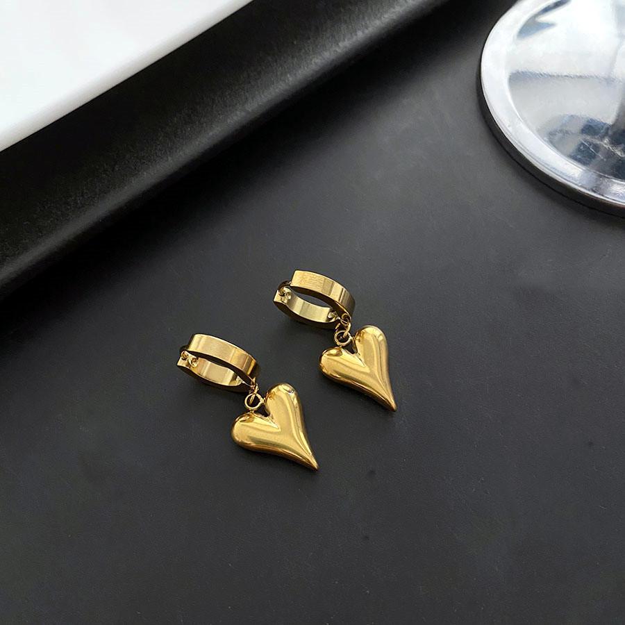 Titanium Steel Heart-Shaped Pendant Earrings - Non-Fading, Light Luxury, High-End Design, Latest Trend for Women