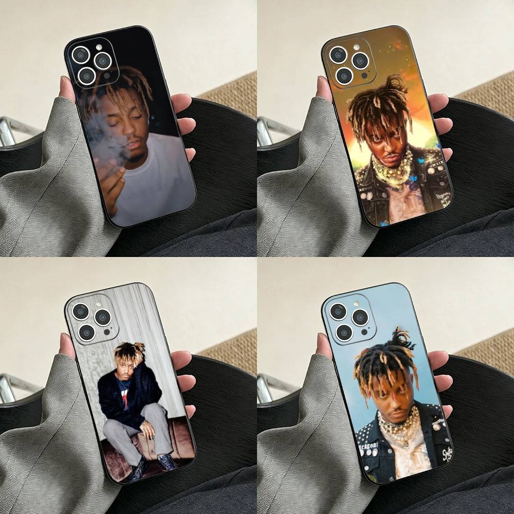 Coque de téléphone pour iPhone 17, 16, 15, 14, 13, 12, 11 Plus, Pro Max, Autres Housse Souple Noire Rapper 999 J-Juice W-WRLD
