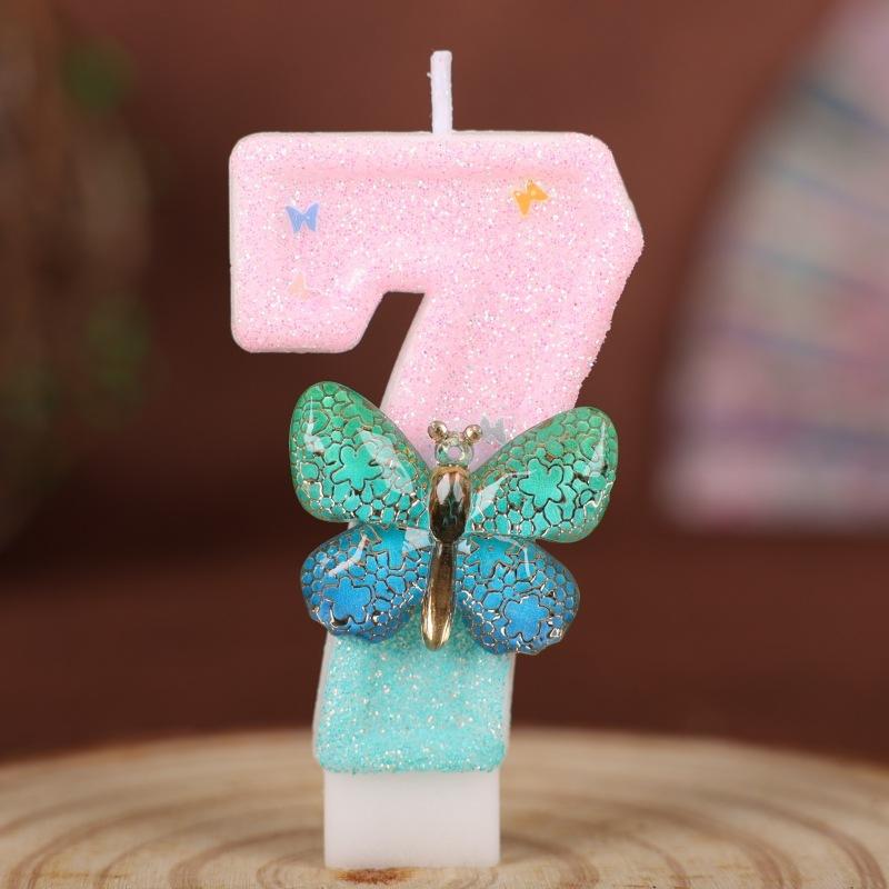 Butterfly Number Birthday Candle Cake Party Decoration Birthday Handmade Candle 0-9