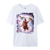 Laser Eyes Space Cat Riding Sloth Llama  Rainbow Shirts Graphic Tee White T Shirt Men
