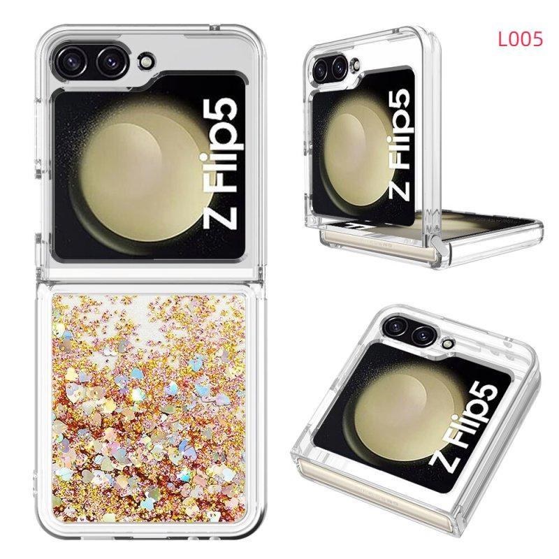 Luxuriöse Bling Quicksand transparente Handyhülle für Samsung Z Flip 5, Silikon-Glitzer-Anzug für Samsung Galaxy Z Flip 4 Flip3, stoßfeste Abdeckung