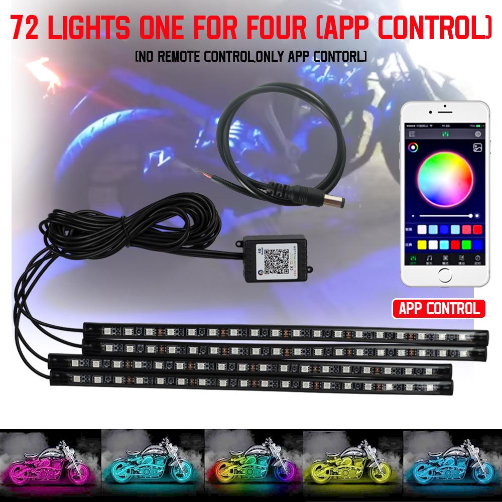 12V Car Motors Decor Lamp 4IN1 Waterproof LED RGB Color Car Lighting Flexible Strip Light Motorcycle Accessories
