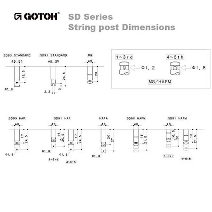 GOTOH SD90-MG-T-SL-L3R3-N Guitar Tuning Pegs