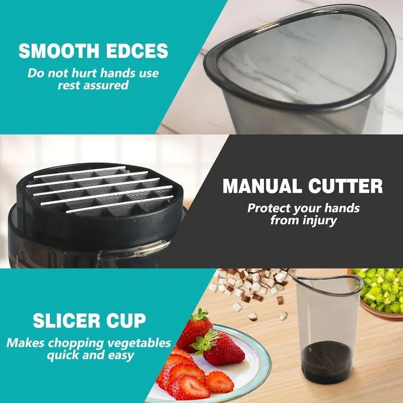 Stainless Steel Slicing Cups with Push Plate Fruit and Vegetable Food Quick Slicer Quick Making Salad Kitchen Slicing Tools