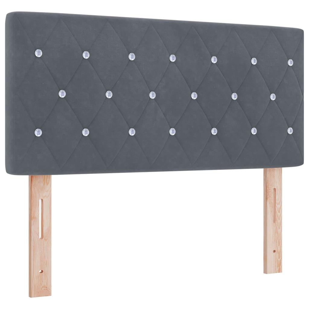 LED Storage Bed with Mattress Dark Grey 90 x 200 cm Velvet