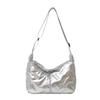 Bolso de Mano Ligero de Nailon Plateado para Niñas Bolso Dumpling Gran Capacidad Bolso de Hombro Cruzado Bolso Tote de Algodón Espacio Brillante Bolsos