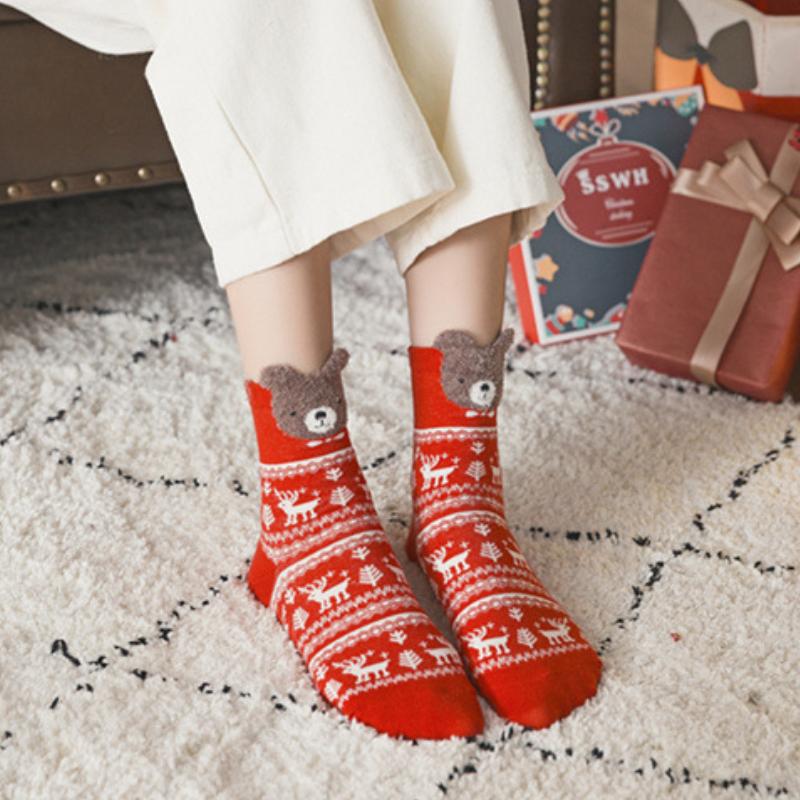 Calcetines de Navidad para Adolescentes de Invierno Calcetines de Dibujos Animados Regalo de Navidad