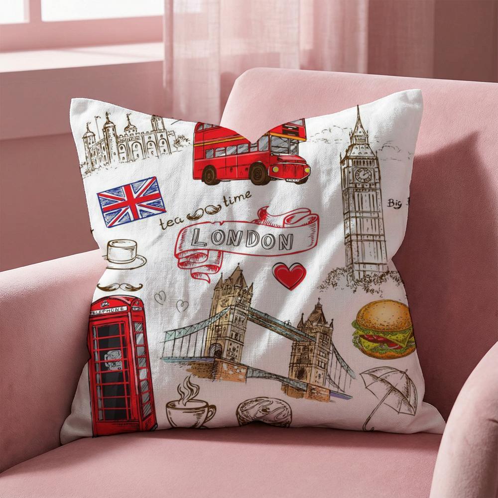 LOVE England Bedruckte Kissenhülle Mehrzweck-Kissenbezug für Zuhause & Auto - Wendbar, Weich & Langlebig für den täglichen Gebrauch