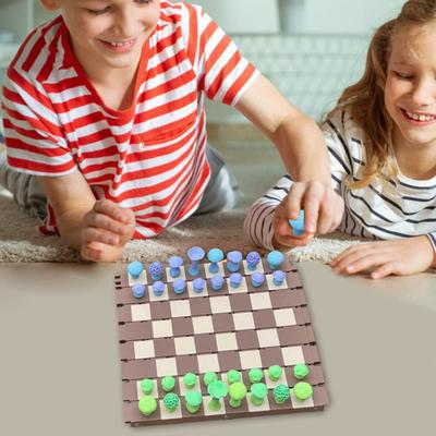 Yousheng 1 Set Magnetisches Waldpilz-Schachspiel mit aufrollbarem Baumstamm-Schachbrett für Kinder und Erwachsene, Tragbares Reise-Lern-Damebrettspiel-Spielzeug