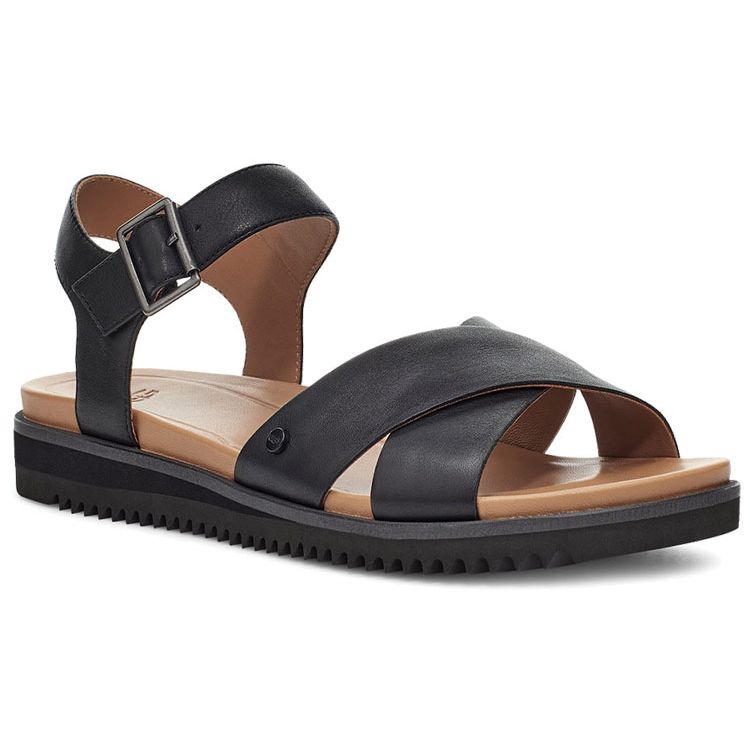UGG Women's Zoie Sandal Black Open Toe Ankle Strap Casual Summer Sandals 1116372-BLK
