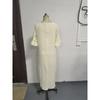Spring Summer Women's Casual Loose Solid Color Cotton Lace V-neck Dress Leisure Trade