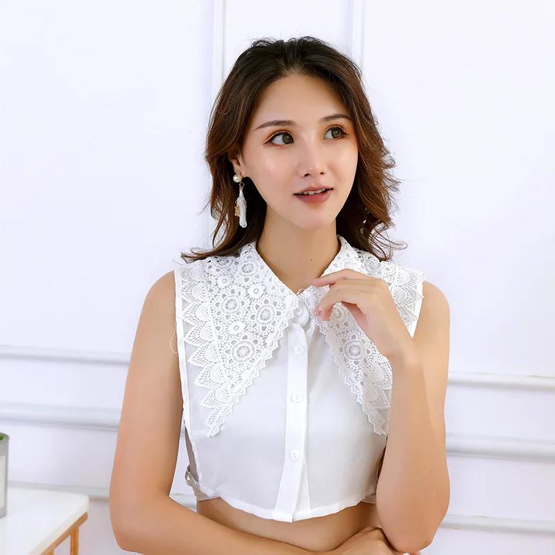Women Lace White Fake Collar Detachable Doll Collar Women Vintage Lace Shirt Collar Blouse Top False Blouse Half Shirt