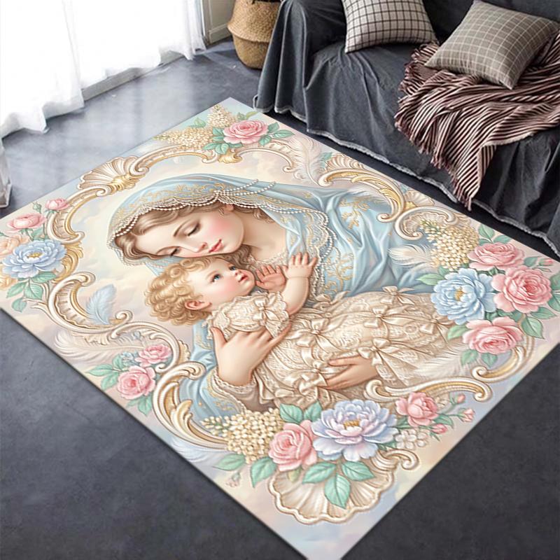 2025 New Virgin Mary Carpet Rug for Living Room Bedroom Home Sofa Decoration,Kids Play Non-slip Floor Mat