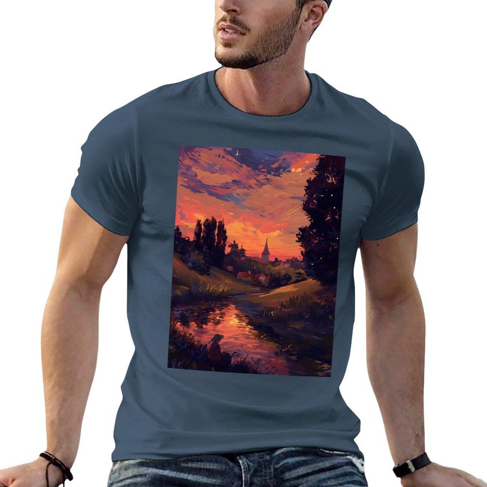 Tuscan Evening Tshirt Simple Casual Short Sleeve Cotton Tshirt S