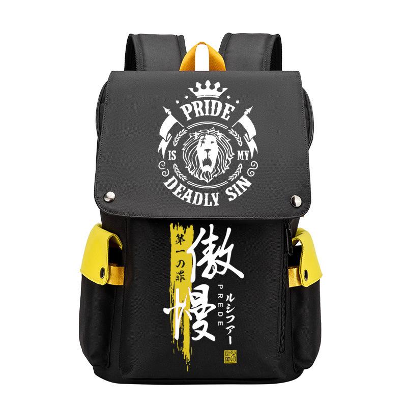 Anime Peripheral Backpack Anime Seven Deadly Sins Seven Original Sins Angry Arrogance School Bag Men'S Backpack