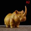 1PC Manual Wood Carving Wooden Product Rhino Hippo Elephant Room Home Decor Car Ornaments Decoration Sculptures & Figurines
