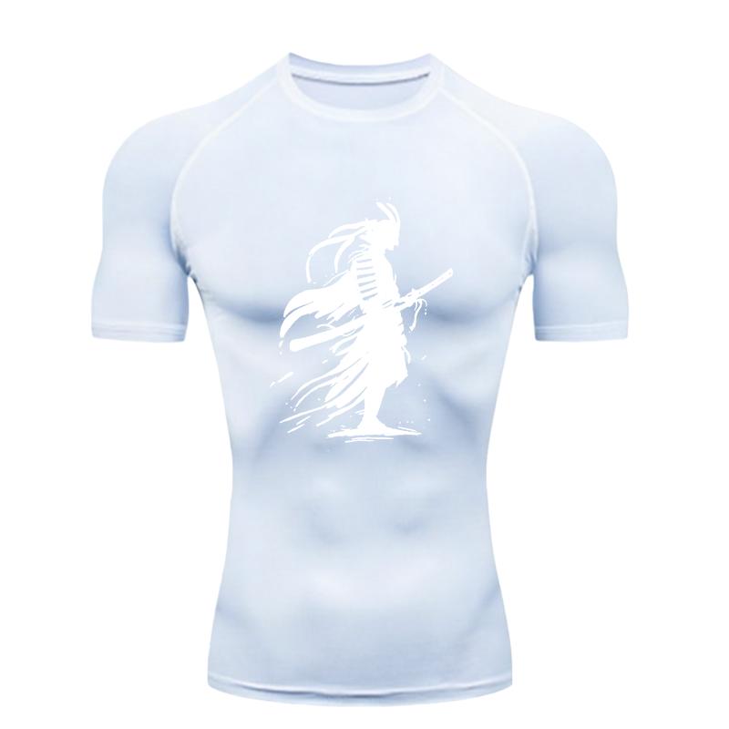 A Samurai Silhouette  Men's Sports T-shirt Training Fitness Compression Workout T-Shirt