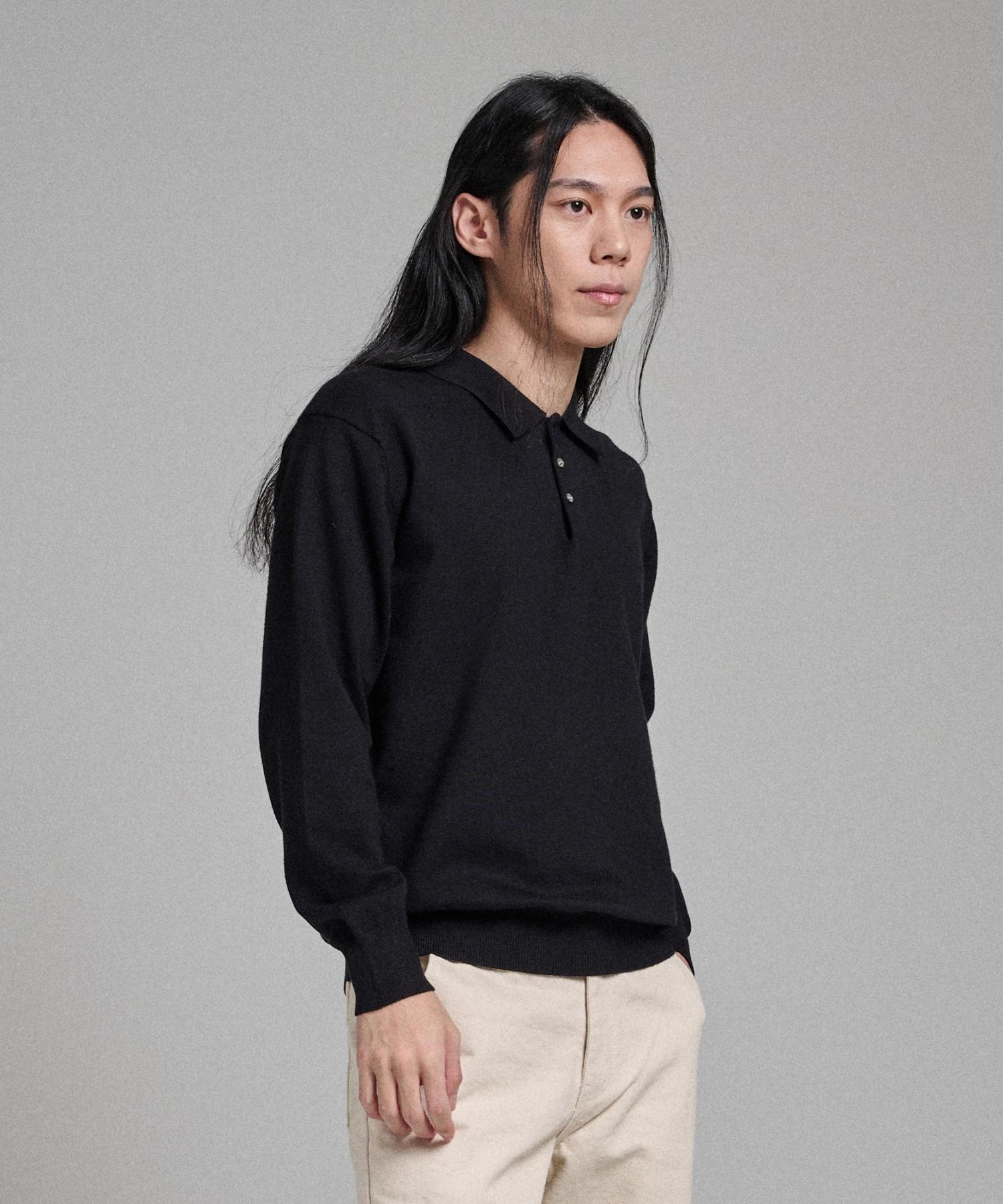 Analog Mood Semi-Collar Neck Knit (Black) Free