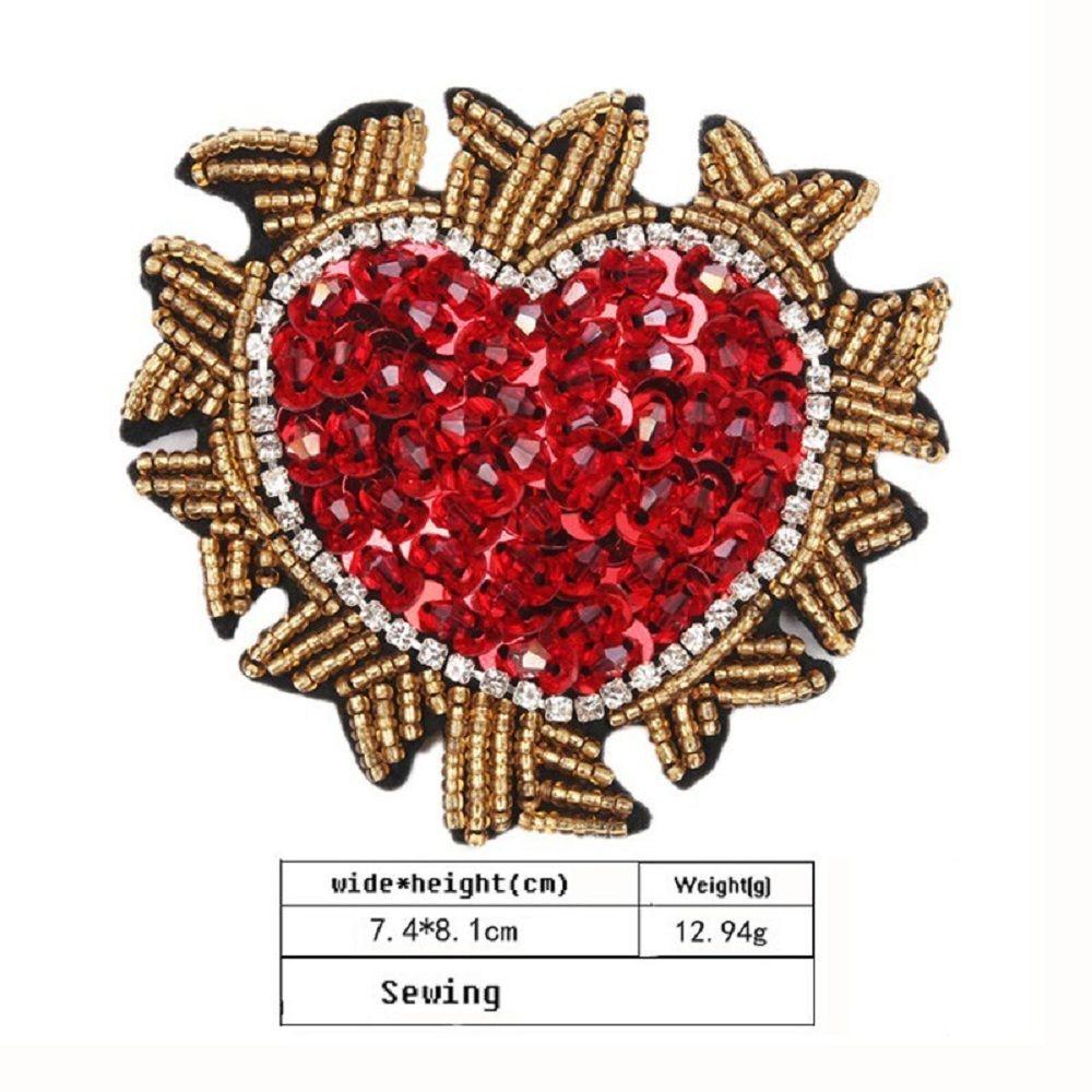 3pcs cuore strass in rilievo cucito applique per jeans fai da te borse