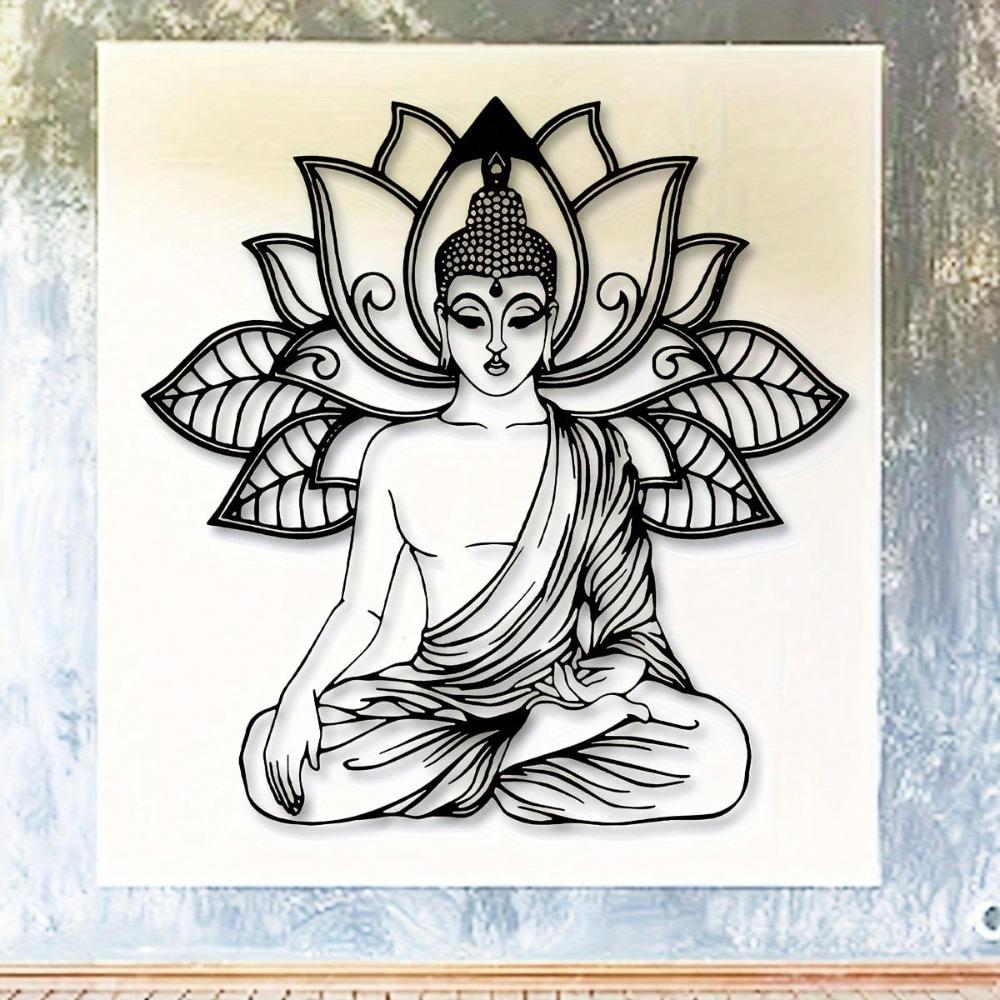Yoga Meditation Lotus Metal Wall Art for Living Room Bedroom Balcony
