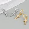Fashion Silver Color Cross Zircon Pendant Earrings for Women Men Punk Hip Hop Piercing Personality Earrings Party Jewelry