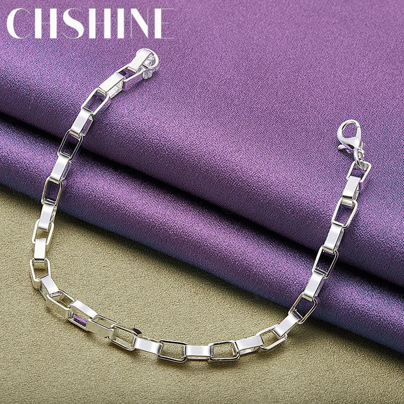 CHSHINE 925 Sterling Silver Square Chain Bracelet For Women Wedding Party Fashion Charm Jewelry