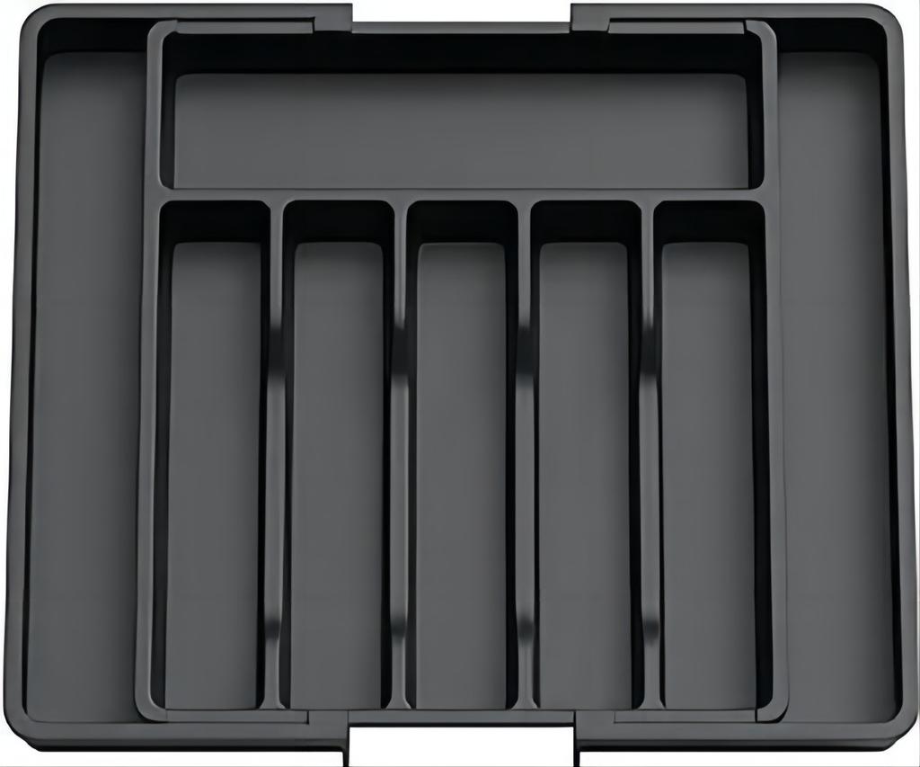 1pc Drawer Organizer Adjustable Flatware and Cutlery Holder Black Expandable Utensil Tray Storage Box Kitchen