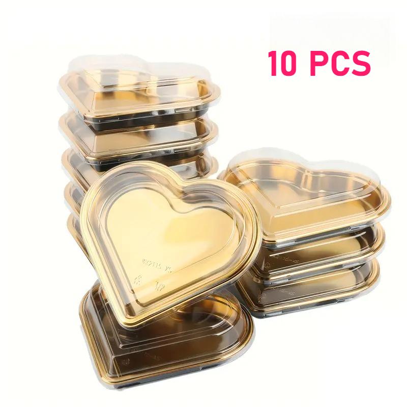 

10-50pcs Heart-Shaped Serving Trays with Transparent Lids Reusable PET Snack Fruits Sushi Cheese Salads Desserts Packaging Boxes 21.5x19x5cm