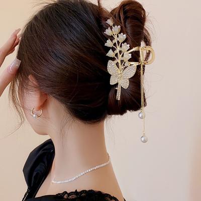 Leichter Luxus Glockenblumen Quaste Haarspange Blumen Rose Schmetterling Krallenklemme Hai Haarklammer Haarspange Haarschmuck