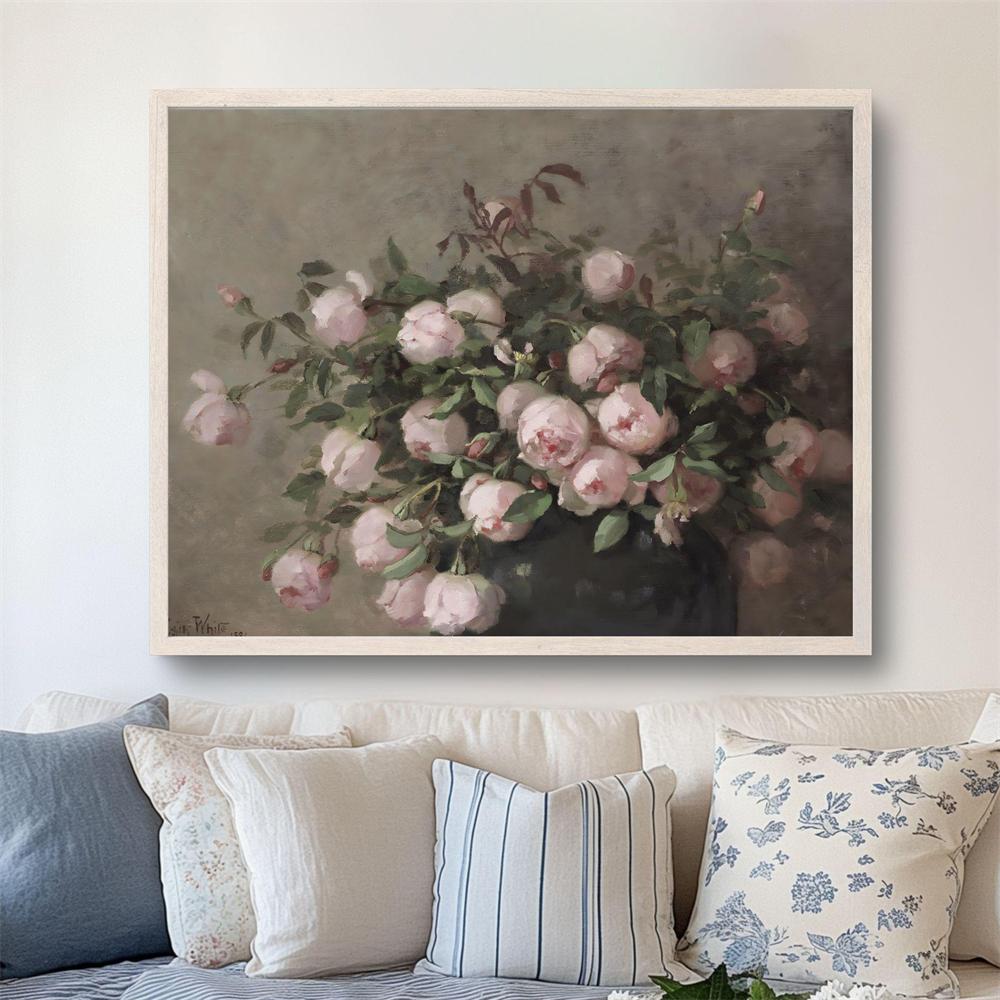 Vintage Margaretha Roosenboom Still Life With Blossom Prints Moody Floral Pink Rose Poster Vintage Floral Still Life Canvas Art 21X30CMNo Framed