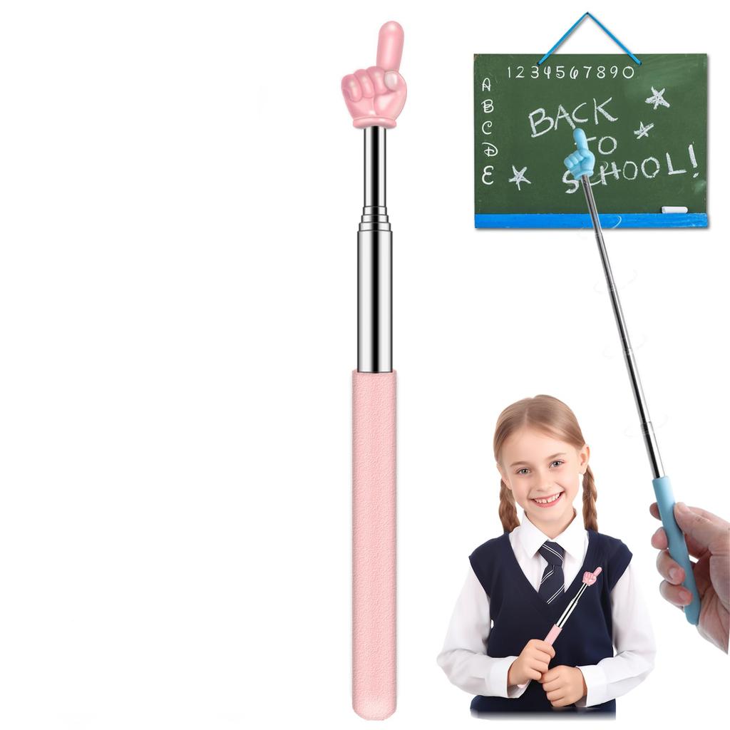 Retractable Teacher Pointer for Classroom Kids Reading, Extendable Finger Pointer Stick for School Long Telescoping Hand Pointer