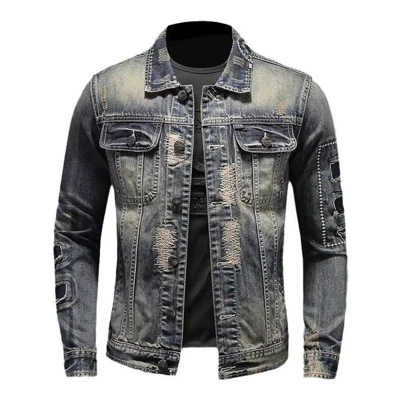 Mens Denim Work Jacket Trendy Loose Casual Winter Outerwear Youth