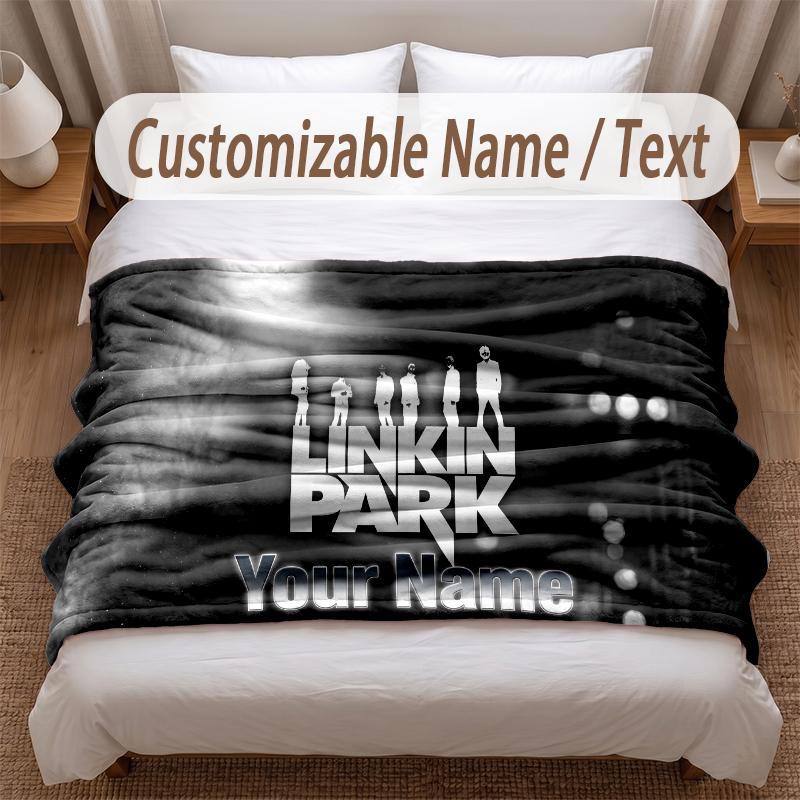 Linkin Park Printed Flannel Blanket Custom Name Text Soft Warm Throw For Bedroom Holiday Gift