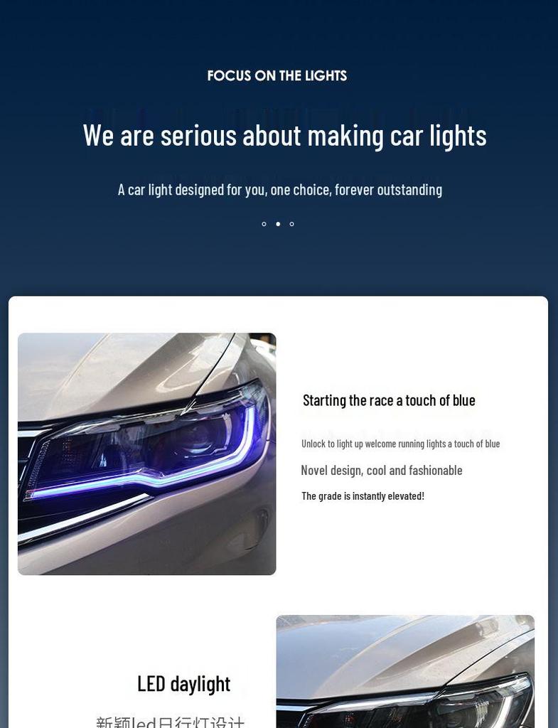 19-21 Bora Headlight Upgrade: Blue LED DRL Bi-Beam Lens Assembly