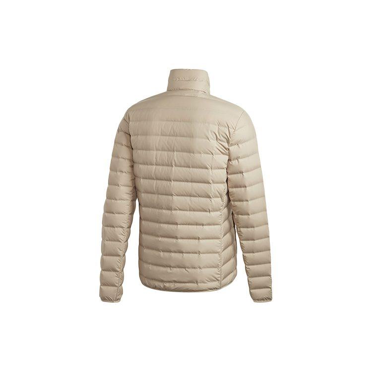 Adidas Down Jackets Men's Khaki Stand Collar Moderate Quilted Down Jacket GE5826