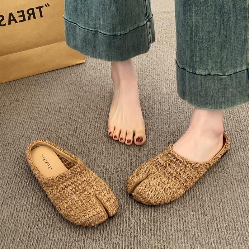 Niche Woven Pig's Trotters and Half Slippers for Women's Outer Wear 2025 New Models with Skirts and One Pedal Bag Head Slippers