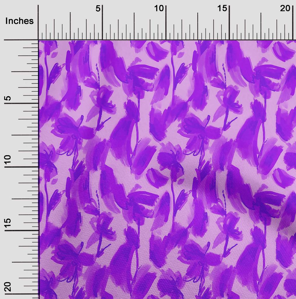 oneOone Cotton Flex Medium Blue Fabric Florals Diy Clothing Quilting Fabric Print Fabric By Yard 40 Inch