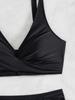 Solid Ruched High Waist Sexy Bikini Set Elegant Slimming Two Piece Swimwear