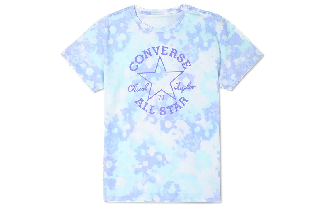 Converse T Shirts Women s Blue Crew Neck Moderate Straight Fit 10023208-A03 XS