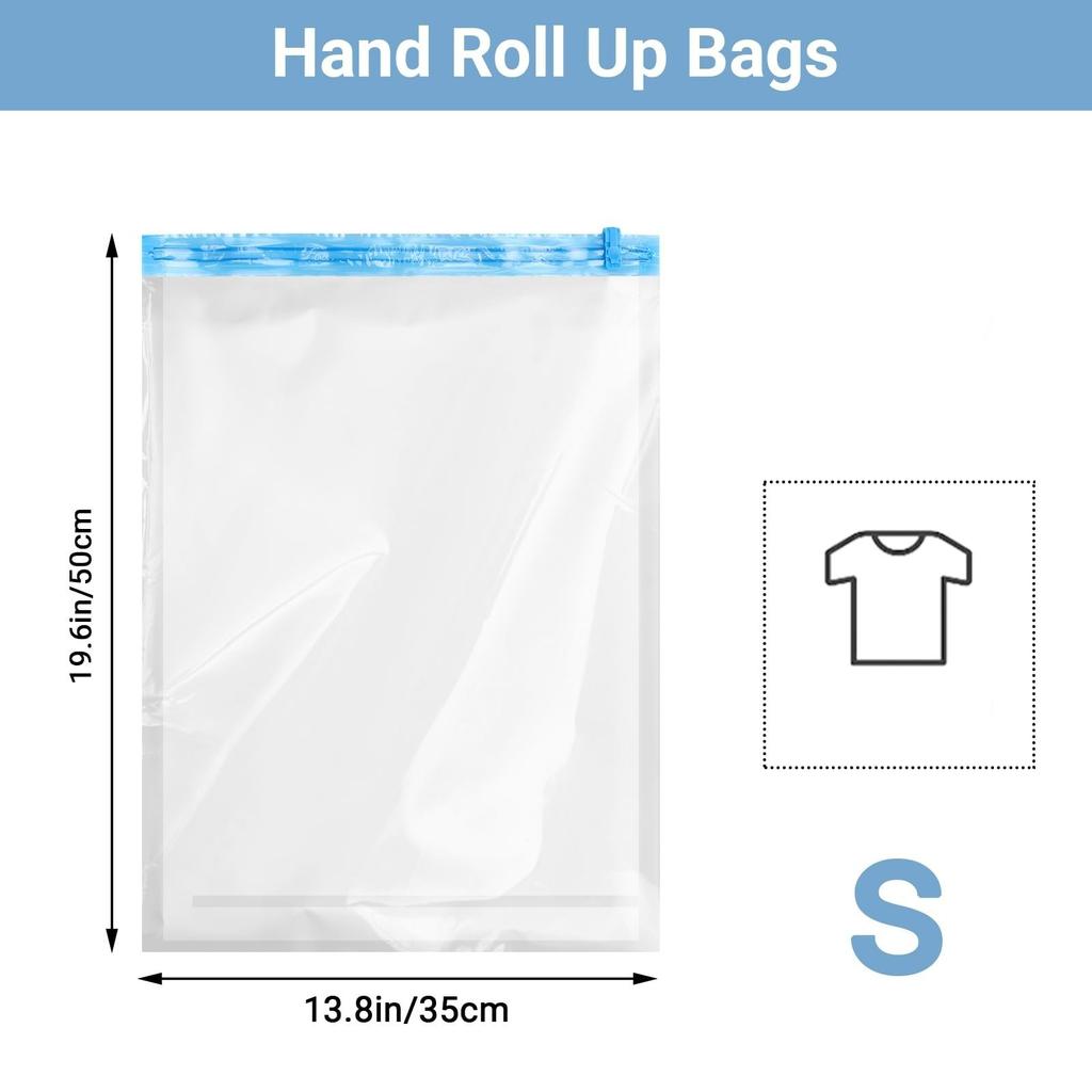16 Pack Space Saver Vacuum Storage Bags For Travel Essentials Compression Bags for Travel, Roll Up Pouch Clothes Organizer