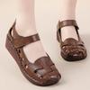 Cowhide Retro Wedges Women's Sandals Women's Summer New Soft Soled Genuine Leather Mother's Shoes Slip Comfort Female Shoes