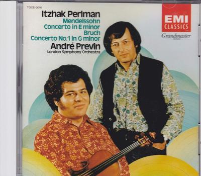 CD PERLMAN ITZHAK MENDELSSOHN BRUC  Mendelssohn Violin Concerto Bruch TOCE3016  1995 Japan ObiClassical Used