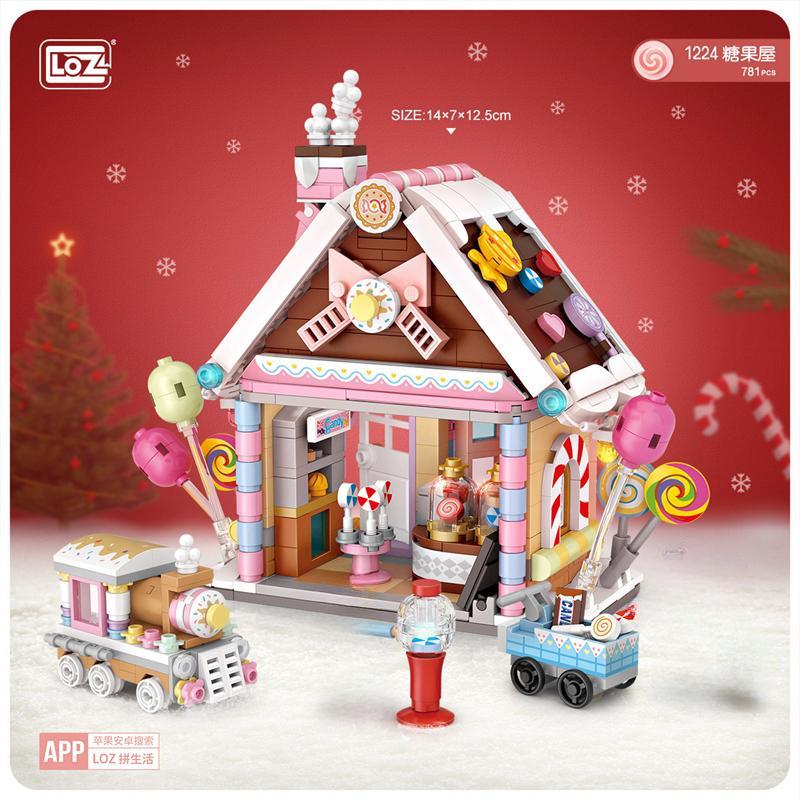 Loz Blöcke DIY Bausteine Niedliche Weihnachtsartikel Spielzeug Moc Hütte Lebensmittelgeschäft Juguetes Süßigkeitenhaus Geschenke Mädchen Geschenk Neuestes Jahr