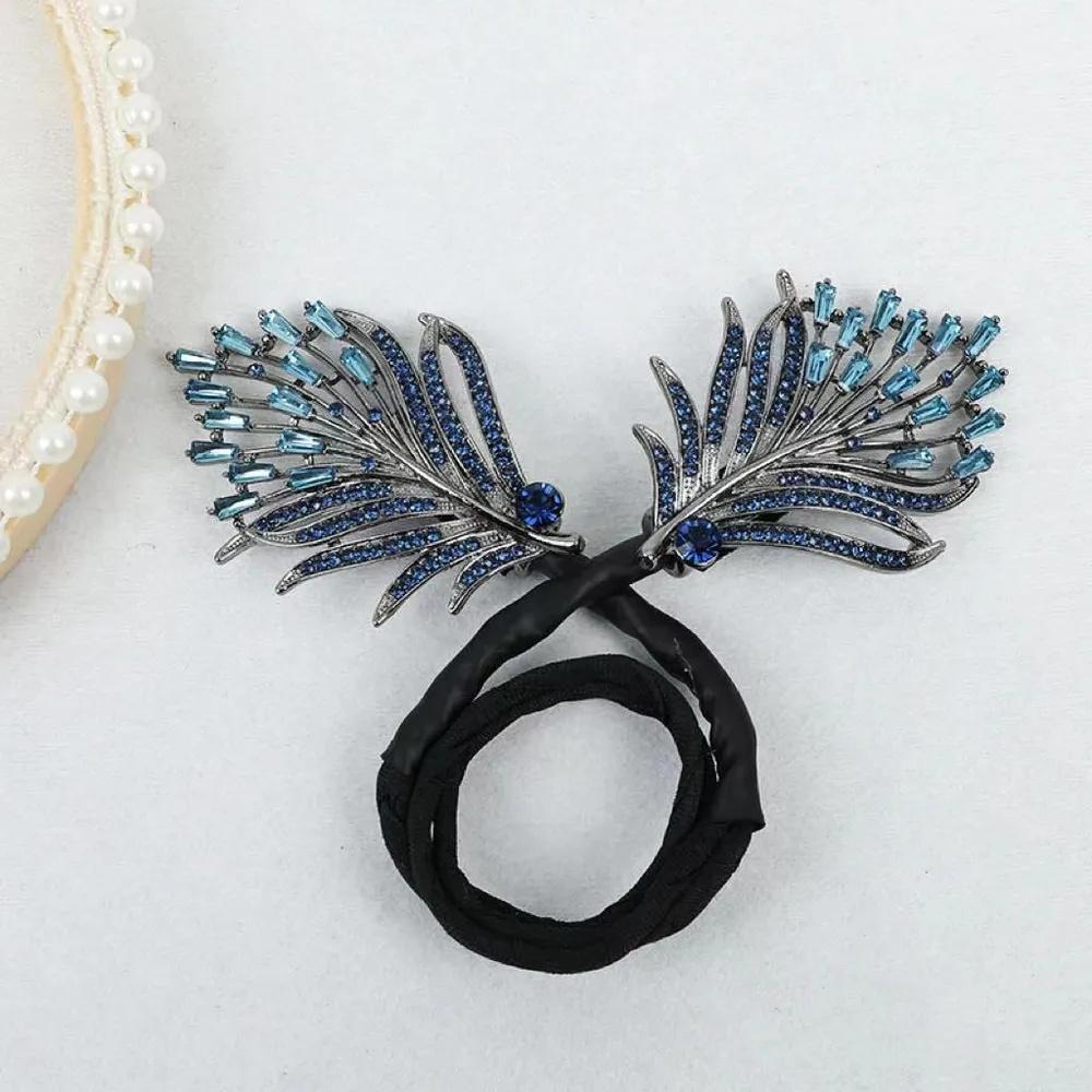 

Полностью стразовый инструмент для пучка волос, Пучок, Элегантный и изысканный инструмент для плетения, Заколка для волос. One Size синий