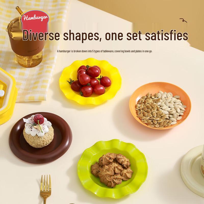 Cute Cartoon Hamburger 7-Piece Tableware Set