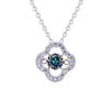 S925 Silver Dancing Heart Moissanite Necklace: Women's 50-Point Colored Moissanite Clover Pendant on Clavicle Chain
