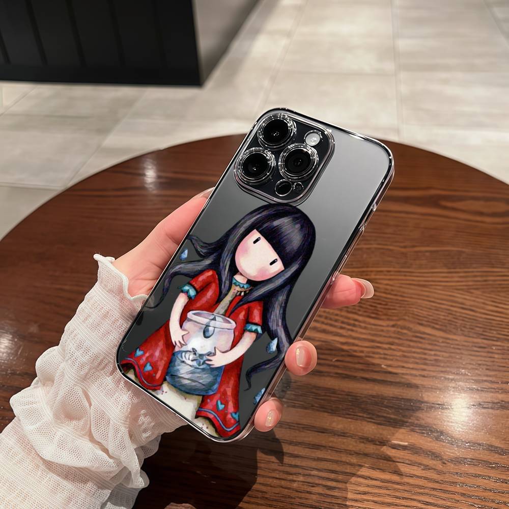 S-Santoro-Gorjuss Cute Cartoon Girl Phone Case For IPhone 17 16 15 14 13 12 11 X XR Mini Pro Max Plus Transparent Soft Cover