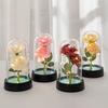Artificial Rose Flowers In A Flask With Led Light Glowing Galaxy Eternal Rose In Glass Cover Valentine'S Day Gifts